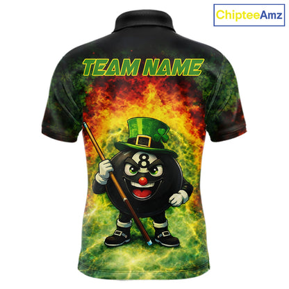 Red & Green Shamrock Thunder Funny Pool 8 Ball Men Billiard Shirt Personalized Balls Billiard Shirts NYN2653