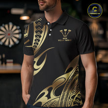 Load image into Gallery viewer, Custom Black &amp; Light Gold Dartboard &amp; Arrow Darts Polo &amp; 1/4-Zip Shirts For Men Dart Team Jerseys NYN2819