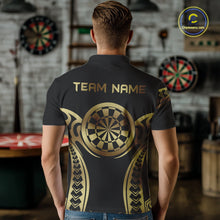 Load image into Gallery viewer, Custom Black &amp; Light Gold Dartboard &amp; Arrow Darts Polo &amp; 1/4-Zip Shirts For Men Dart Team Jerseys NYN2819