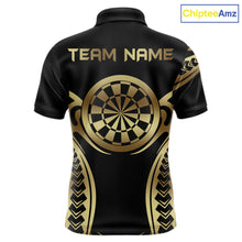 Load image into Gallery viewer, Custom Black &amp; Light Gold Dartboard &amp; Arrow Darts Polo &amp; 1/4-Zip Shirts For Men Dart Team Jerseys NYN2819