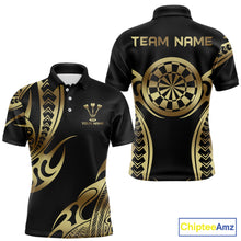 Load image into Gallery viewer, Custom Black &amp; Light Gold Dartboard &amp; Arrow Darts Polo &amp; 1/4-Zip Shirts For Men Dart Team Jerseys NYN2819
