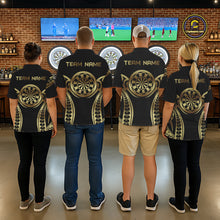Load image into Gallery viewer, Custom Black &amp; Light Gold Dartboard &amp; Arrow Darts Polo &amp; 1/4-Zip Shirts For Men Dart Team Jerseys NYN2819