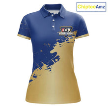 Load image into Gallery viewer, Gold Blue Splatter Billiard Custom Women Billiard Polo &amp; 1/4-Zip Shirts Pool Billiard Team Jerseys NYN3013