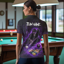 Load image into Gallery viewer, Grim Reaper Plays Billiard Pool Women Billiard Shirts Custom Flame Skull 8 Ball Billiard Team Attire NYN3017