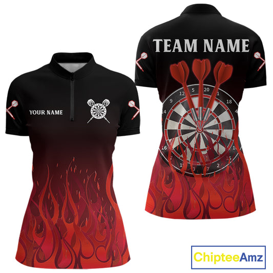 Deep Burgundy Flame Pattern Dartboard Custom Dart Shirt For Women, Dart Jerseys NYN0244