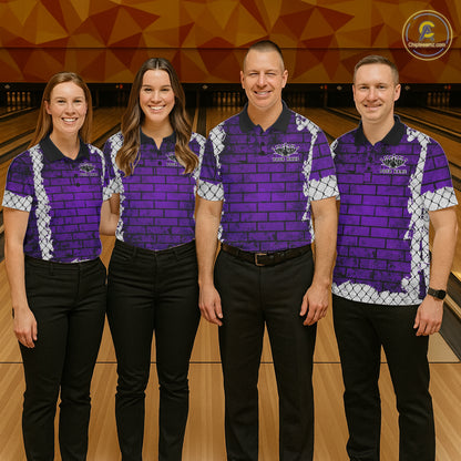 Purple Brick-Wall Fierce Bulldog Men Bowing Team Shirt Personalized Bowling Jersey For Bowlers NYN3195
