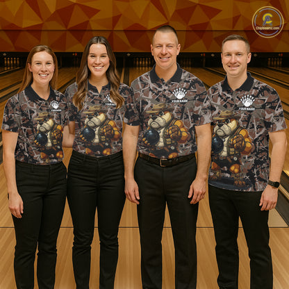 Hunting Bulldog Bowling Shirts For Women Custom Camo Bowling Team Jerseys Funny Bowling Attire NYN3196