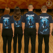 Load image into Gallery viewer, Horror panther blue moon bowling team shirts custom tournament bowling jerseys