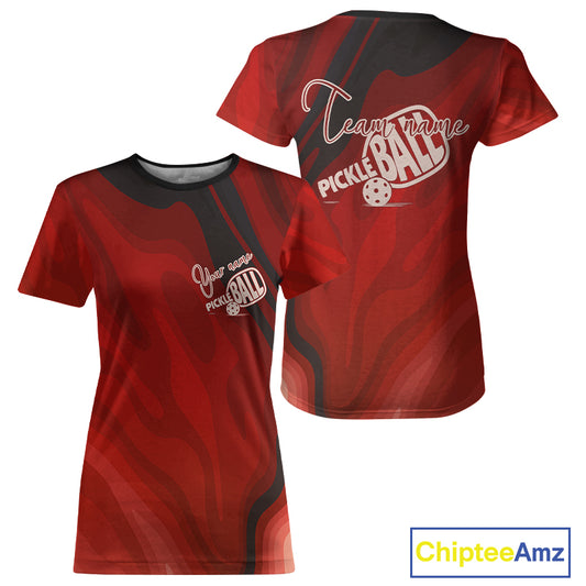 Custom Black And Red Pickleball T-Shirt For Women, Outfit Pickleball Tournament Gifts NYN0990
