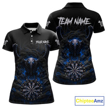 Load image into Gallery viewer, Black Smokes Eagle Chain Blue Grunge Dartboard Custom Women Darts Polo Shirt Dart Jerseys NYN1909