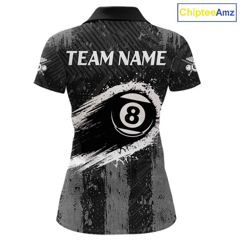 Grey Grunge Ball Pool Women Billiard Polo & 1/4-Zip Shirt Custom 8 Balls Billiard Team Jerseys NYN2443