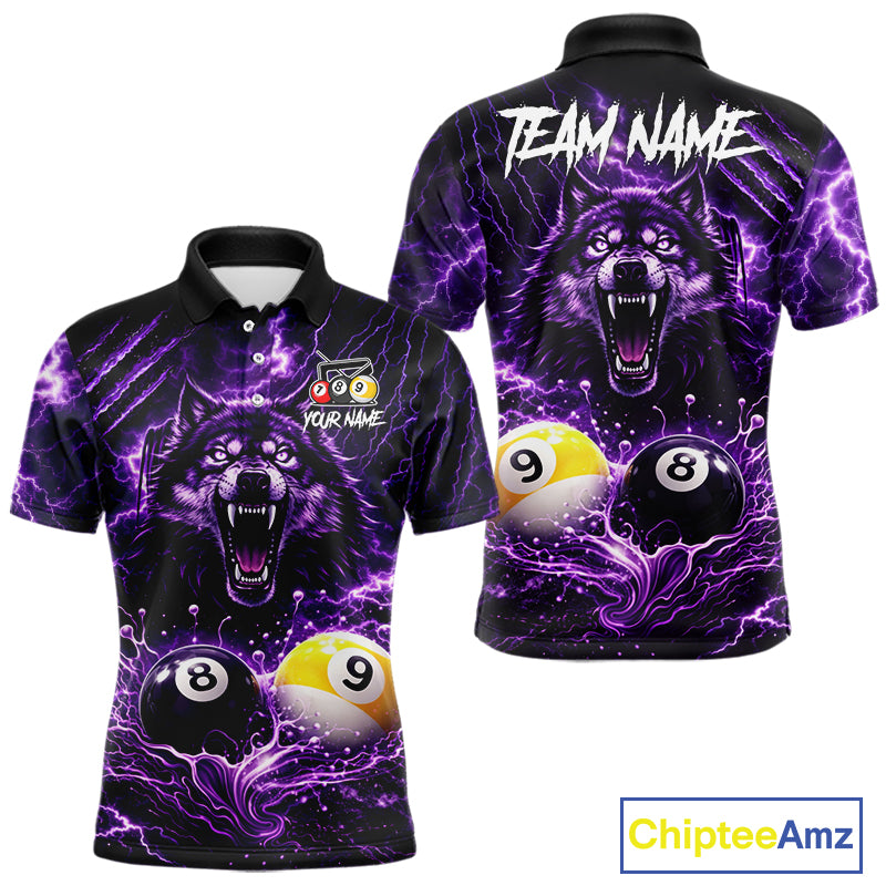 Custom Purple Horrors Wolf Smokes Pool 8 Ball & 9 Ball Men's Billiard Team Shirt Billiard Attire NYN2669