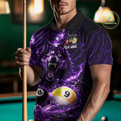 Custom Purple Horrors Wolf Smokes Pool 8 Ball & 9 Ball Men's Billiard Team Shirt Billiard Attire NYN2669