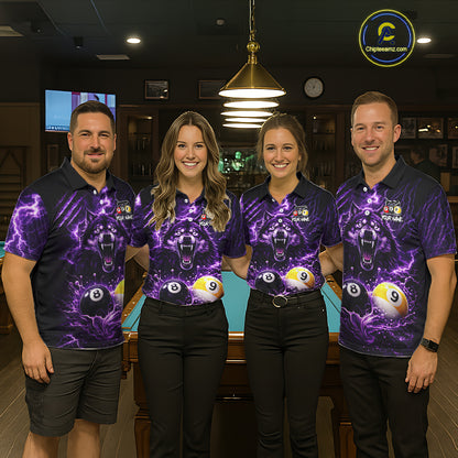 Custom Purple Horrors Wolf Smokes Pool 8 Ball & 9 Ball Men's Billiard Team Shirt Billiard Attire NYN2669