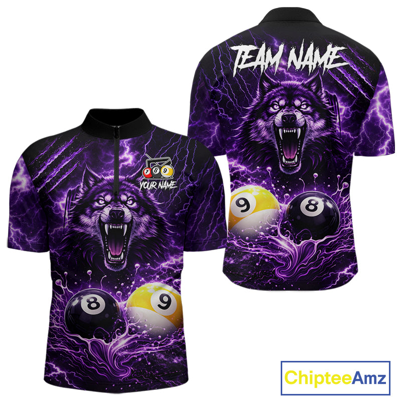 Custom Purple Horrors Wolf Smokes Pool 8 Ball & 9 Ball Men's Billiard Team Shirt Billiard Attire NYN2669