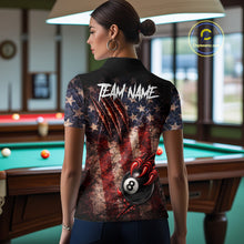 Load image into Gallery viewer, Personalized Cracked US Flag Grunge Claws Pool 8 Ball Women's Billiard Team Shirt Billiard Attire NYN2672
