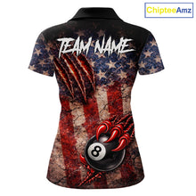 Load image into Gallery viewer, Personalized Cracked US Flag Grunge Claws Pool 8 Ball Women's Billiard Team Shirt Billiard Attire NYN2672