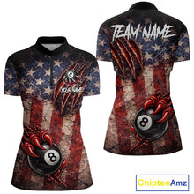 Load image into Gallery viewer, Personalized Cracked US Flag Grunge Claws Pool 8 Ball Women's Billiard Team Shirt Billiard Attire NYN2672