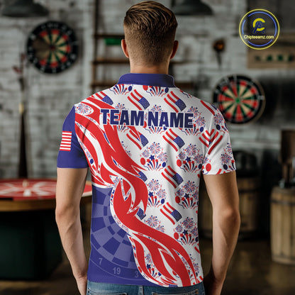 Custom America Flag Dart Polo & Quarter-Zip Shirt For Men Patriotic USA Dart Jerseys NYN2824