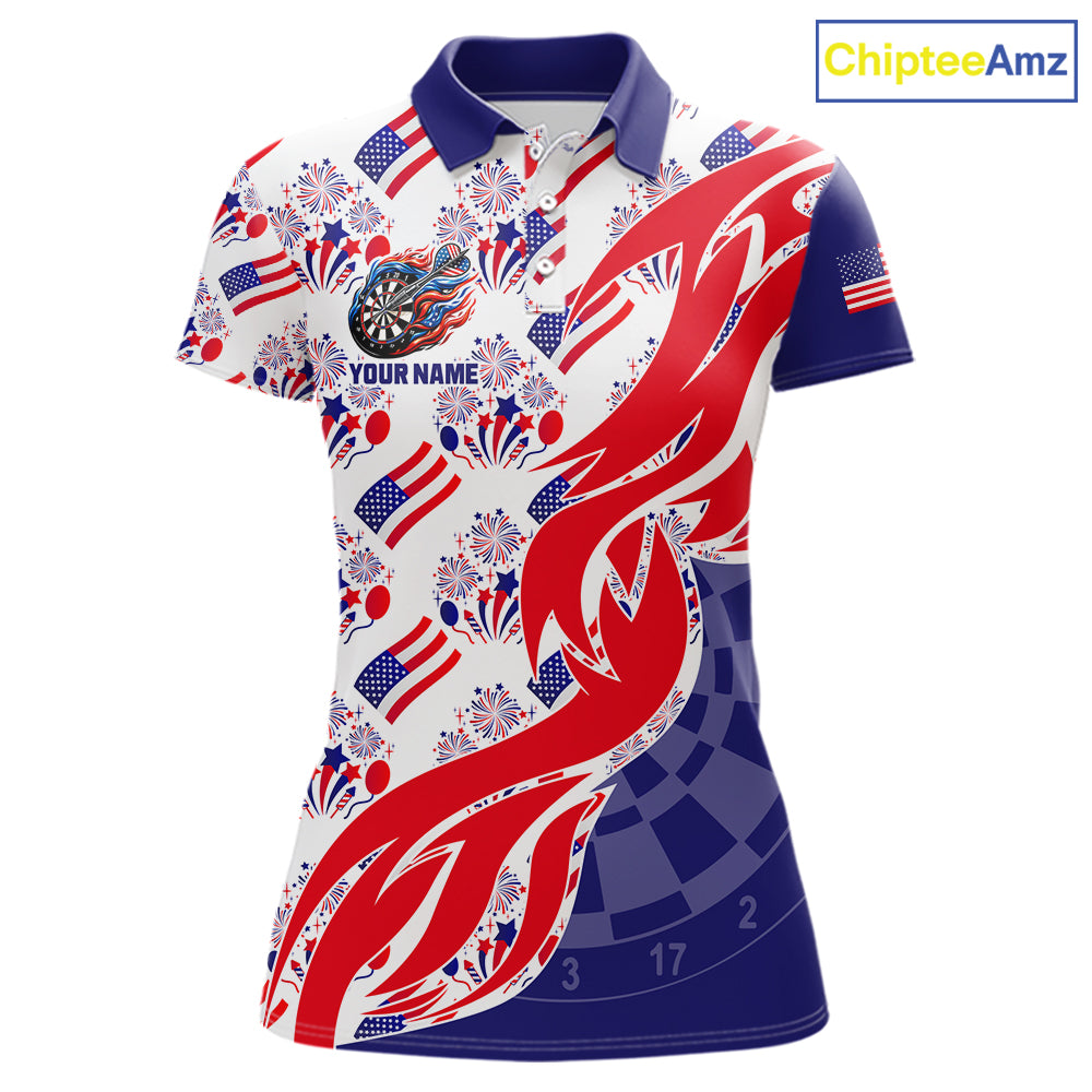 Custom American Flag Dart Polo & Quarter-Zip Shirt For Women Patriotic USA Dart Jerseys NYN2824