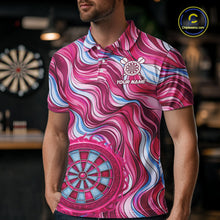 Load image into Gallery viewer, Custom Pink Blue Paint Dartboard &amp; Arrow Polo &amp; Quarter-Zip Shirt For Men Outfits Dart Jerseys NYN2825