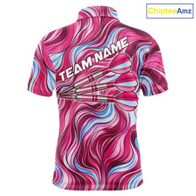 Load image into Gallery viewer, Custom Pink Blue Paint Dartboard &amp; Arrow Polo &amp; Quarter-Zip Shirt For Men Outfits Dart Jerseys NYN2825