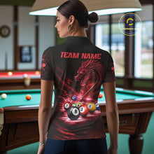 Load image into Gallery viewer, Red Funny Dragon Thunder Ball Pool Billiard Team Shirt For Women Custom Billiards Ball Attire NYN3041