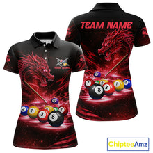 Load image into Gallery viewer, Red Funny Dragon Thunder Ball Pool Billiard Team Shirt For Women Custom Billiards Ball Attire NYN3041