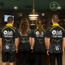 Load image into Gallery viewer, Black 8 Ball Crown Pool Women Polo &amp; 1/4-Zip Team Shirts Custom Billiards Ball &amp; Cue Attire|Yellow NYN2459