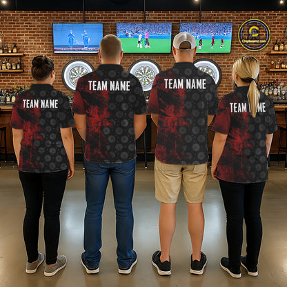 Red Grunge Splatter Women Dart Shirt Personalized Dartboard & Arrow Pattern Dart Team Attire NYN3215