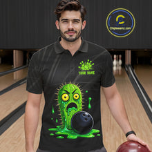 Load image into Gallery viewer, Male model wearing funny green cactus bowling shirt custom bowling team jersey for league bowlers