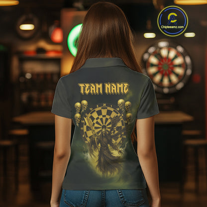 Custom Brown Skeleton Dartboard Darts Polo Shirt For Women - Darts Jersey NYN0733