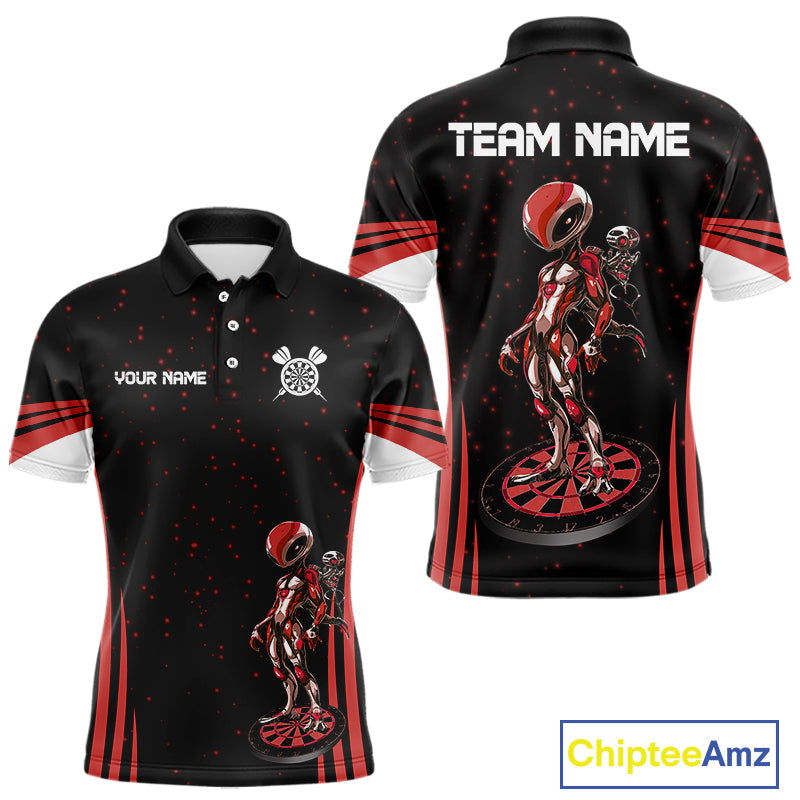 Custom Red Alien Dartboards Dart Polo Shirts For Men Outfits Alien Dart Team Jerseys NYN1022