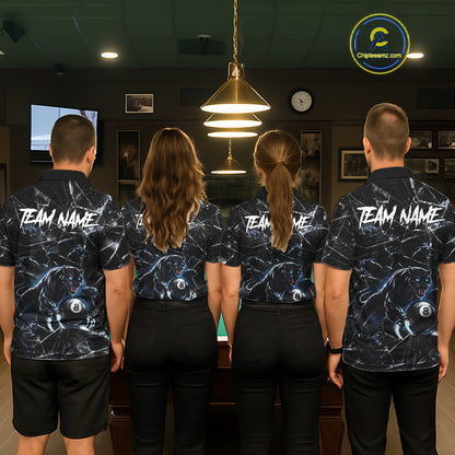 Multi-Panther Funny Glass Crack 8 Ball Pool Polo & 1/4-Zip Team Shirt For Women Custom Billiards Ball Apparel NYN2464