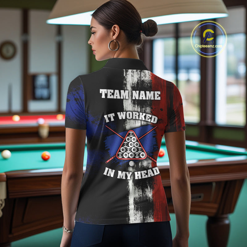 Skull Hoding 9 Ball & 8 Ball Pool Women Billiard Team Shirt Custom Blue & Red Billiards Ball Apparel NYN2468