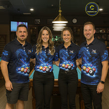Load image into Gallery viewer, Blue Funny Dragon Thunder Ball Pool Billiard Team Shirt For Women Custom Billiards Ball Attire NYN2469