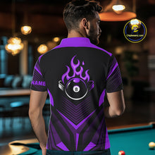 Load image into Gallery viewer, Purple Flaming 8 Ball Pool Polo &amp; 1/4-Zip Team Shirt For Men Custom Billiards Ball Apparel NYN2832