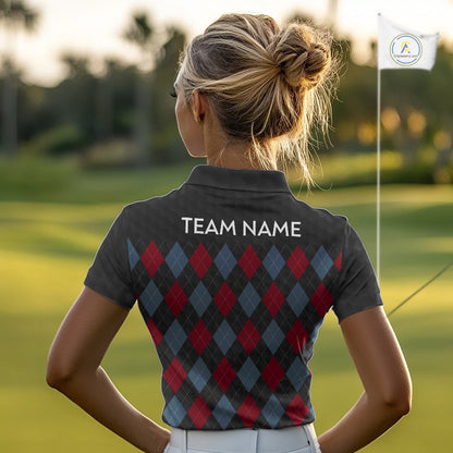 Womens American Flag Golf Shirts Patriotic Golf Jersey Custom Black Ball Golf Clothing, Golf Gifts NYN3053