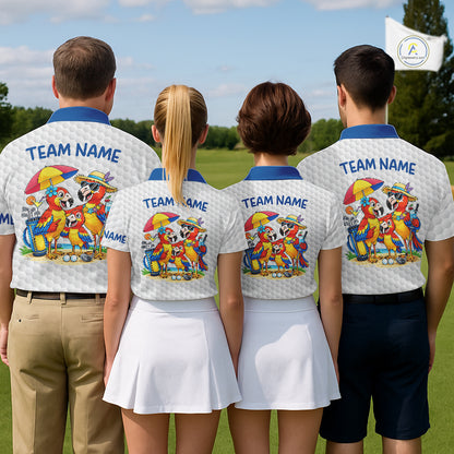 Custom Funny Family Parrots Golf Polo Shirts For Men Colorful Golf Clubs Golf Clothing Shirts NYN3056
