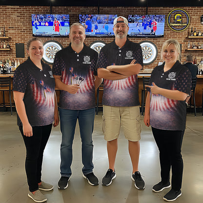 American Flag Grunge Dart Arrow Patriotic Dart 1/4-Zip Shirts For Men Custom Name For Dart Players NYN2685