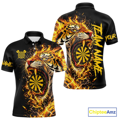 Yellow Horror Tiger Fire Flame Dartboard Custom Men Darts Polo League Shirts Dart Jerseys NYN2838