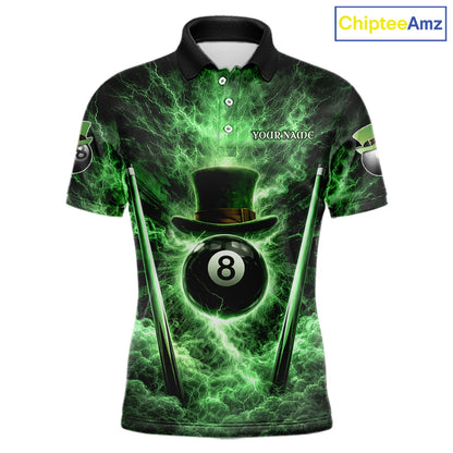 St Patrick's Day Green Smokes Ball 8 Billiards Pool Sticks Shirt For Men Custom Billiard Balls Attire NYN2692