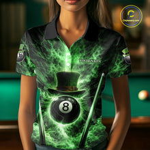 Load image into Gallery viewer, St Patrick's Day Green Smokes Ball 8 Billiards Pool Sticks Shirt For Women Custom Billiard Balls Attire NYN2692