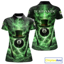 Load image into Gallery viewer, St Patrick's Day Green Smokes Ball 8 Billiards Pool Sticks Shirt For Women Custom Billiard Balls Attire NYN2692