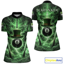 Load image into Gallery viewer, St Patrick's Day Green Smokes Ball 8 Billiards Pool Sticks Shirt For Women Custom Billiard Balls Attire NYN2692