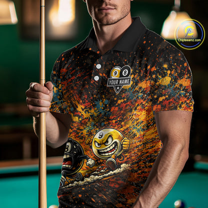 Colorful Splatter Funny Billiard Ball 9 & 8 Ball Pool Shirt For Men Personalized Billiard Team Names NYN2693