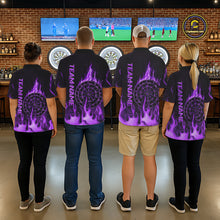 Load image into Gallery viewer, Personalized Dart Shirts For Women Custom Purple Dartboard Flame Team League Darter Jerseys NYN2849