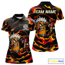 Load image into Gallery viewer, Angry Beer Cowboy women's dart polo shirt custom grunge dart team jersey, professional dart uniform, ladies dart shirt, custom dart apparel