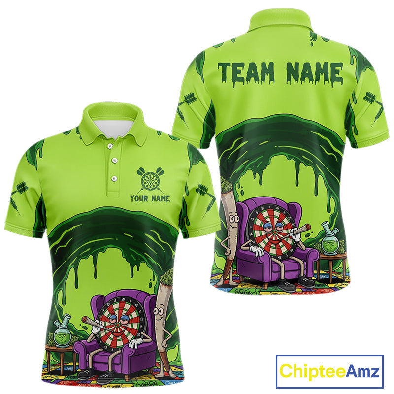 Funny Smoking Dartboard Green Dripping Custom Polo Darts Polo Shirt Dart Jerseys NYN1941