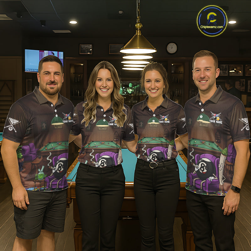 Funny Pool 8 Ball Smoking Women's Billiard Team Shirt Custom Billiard Polo & 1/4 Zip Attire NYN2495